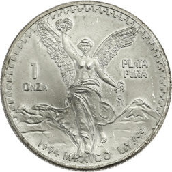 Pre-Owned 1994 Mexican Libertad 1oz Silver Coin - VAT Free