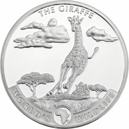 Pre-Owned 2019 Congo World's Wildlife Giraffe 1oz Silver Coin - VAT Free