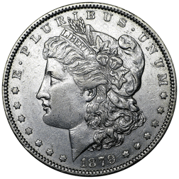 Pre-Owned USA 1879 Morgan Dollar Philadelphia Silver Coin - VAT Free