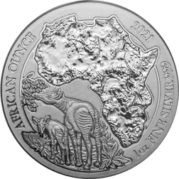 Pre-Owned 2021 Rwanda African Okapi 1oz Silver Coin - VAT Free