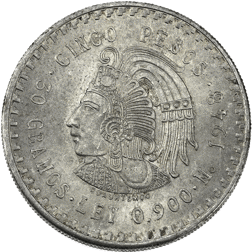 Pre-Owned 1948 Mexican 5 Peso Silver Coin - VAT Free