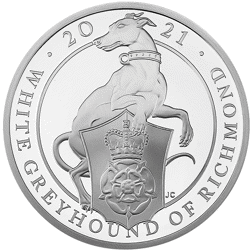 Pre-Owned 2021 UK Queen's Beast White Greyhound of Richmond 1oz Proof Silver Coin - VAT Free