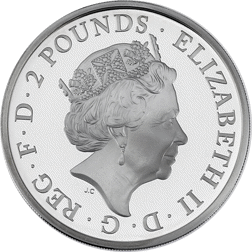 Pre-Owned 2021 UK Queen's Beast White Greyhound of Richmond 1oz Proof Silver Coin - VAT Free