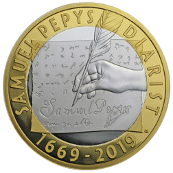 Pre-Owned 2019 UK Samuel Pepys £2 Silver Piedfort Proof Coin - VAT Free
