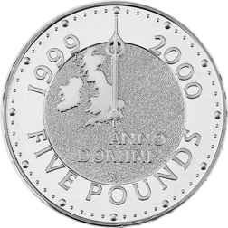 Pre-Owned 1999 - 2000 UK Millennium £5 Proof Design Silver Coin - VAT Free