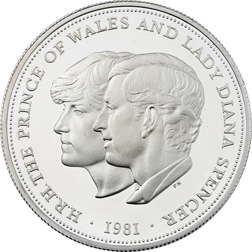 Pre-Owned 1981 UK Prince of Wales and Lady Diana Royal Wedding Proof Design Silver Coin - VAT Free