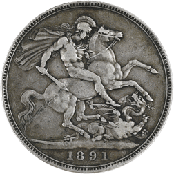 Pre-Owned 1891 UK Queen Victoria Silver Crown - VAT Free