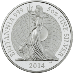 Pre-Owned 2014 UK Britannia 5oz Proof Silver Coin - VAT Free