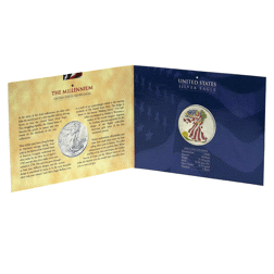 Pre-Owned 2000 USA Eagle Millennium Colourised 1oz Silver Coin - VAT Free