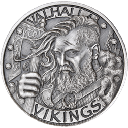 Mason Mint Vikings 1oz Antique Finish Silver Round