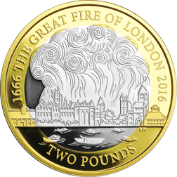 Pre-Owned 2016 UK Great Fire of London £2 Silver Proof Coin - VAT Free