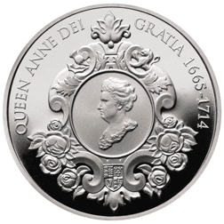 Pre-Owned 2014 UK 300th Anniversary of The Death of Queen Anne £5 Proof Silver Coin - VAT Free