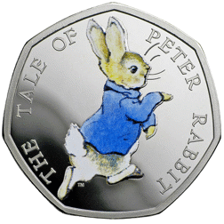 Pre-Owned 2017 UK Beatrix Potter 'Peter Rabbit' Proof Silver 50p Coin - VAT Free