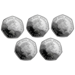 Pre-Owned 2019 UK '50 Years of the 50p' British Culture Silver Proof 5-Coin Collection - VAT Free