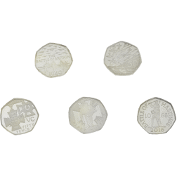 Pre-Owned 2019 UK '50 Years of the 50p' British Military Silver Proof 5-Coin Collection - VAT Free