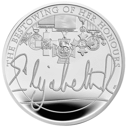 Pre-Owned 2022 UK Queen's Reign Honours and Investitures £5 Silver Proof Coin - VAT Free