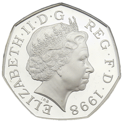 Pre-Owned 1998 UK NHS 50p Proof Design Silver Coin - VAT Free