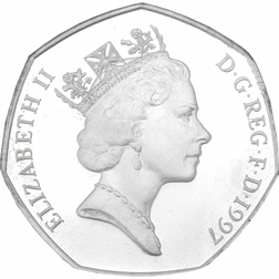 Pre-Owned 1997 UK Proof Design 50p Silver Coin - VAT Free