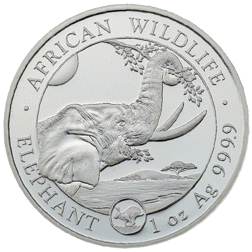 Pre-Owned 2023 Somalian African Elephant with Rabbit Privy 1oz Silver Coin - VAT Free