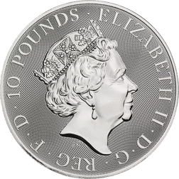 Pre-Owned 2022 UK Queen's Beasts The White Greyhound of Richmond 10oz Silver Coin