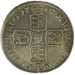 Pre-Owned 1707 Queen Anne Edinburgh Mint Crown Silver Coin - VAT Free