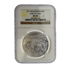 Pre-Owned 2015 Burundi African Lion 1oz Silver Coin - NGC Graded MS69 - 3983384-416 - VAT Free