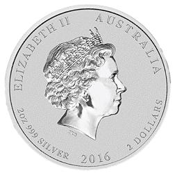 Pre-Owned 2016 Australian Lunar Monkey 2oz Silver Coin - VAT Free