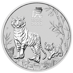 Pre-Owned 2022 Australian Lunar Tiger 1/2oz Silver Coin - VAT Free