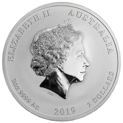 Pre-Owned 2019 Australian Lunar Pig 2oz Silver Coin - VAT Free