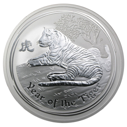 Pre-Owned 2010 Australian Lunar Tiger 10oz Silver Coin - VAT Free