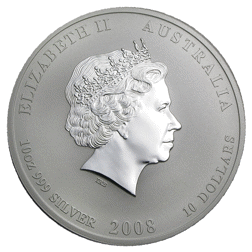 Pre-Owned 2008 Australian Lunar Mouse 10oz Silver Coin - VAT Free