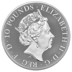 Pre-Owned 2023 UK Tudor Beasts 'Yale of Beaufort' 10oz Silver Coin - VAT Free