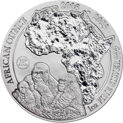 2023 Rwanda African Gorilla 15th Anniversary 1oz Silver Coin