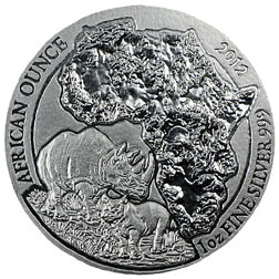 Pre-Owned 2012 Rwanda African Rhino 1oz Silver Coin - VAT Free