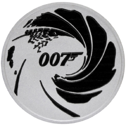 Pre-Owned 2022 Tuvalu James Bond 007 Black Colourised 1oz Silver Coin - VAT Free