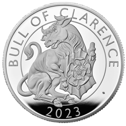 Pre-Owned 2023 UK Tudor Beasts Bull of Clarence 1oz Proof Silver Coin - VAT Free