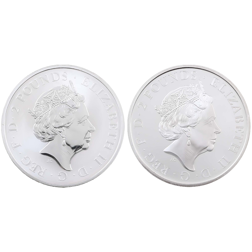 Pre-Owned 2022 UK Tudor Beasts The Seymour Panther 1oz Proof Silver 2-Coin Set - VAT Free