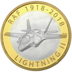 Pre-Owned 2018 UK RAF Centenary F-35 Lightning II £2 Piedfort Proof Silver Coin - VAT Free