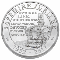Pre-Owned 2017 UK Sapphire Jubilee of Her Majesty £5 Piedfort Proof Silver Coin - VAT Free