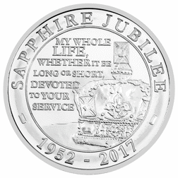Pre-Owned 2017 UK Sapphire Jubilee of Her Majesty £5 Piedfort Proof Silver Coin - VAT Free