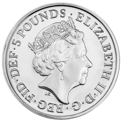 Pre-Owned 2017 UK Sapphire Jubilee of Her Majesty £5 Piedfort Proof Silver Coin - VAT Free