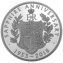 Pre-Owned 2018 UK 65th Anniversary Coronation £5 Piedfort Proof Silver Coin - VAT Free