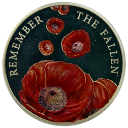 Pre-Owned 2014 Alderney Remembrance Day £5 Proof Silver Coin - Missing Outer Box - VAT Free
