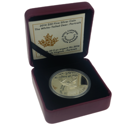 Pre-Owned 2014 Canadian White-Tailed Deer: Portrait 1oz Proof Silver Coin - Missing Outer Box - VAT Free