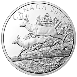 Pre-Owned 2014 Canadian White-Tailed Deer: Mates 1oz Proof Silver Coin - Missing Outer Box - VAT Fre