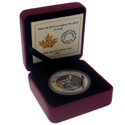 Pre-Owned 2015 Canadian Wolf Colourised 1oz Silver Proof Coin - Missing Outer Box - VAT Free