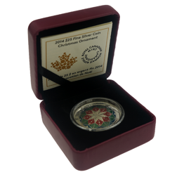 Pre-Owned 2014 Canadian Christmas Ornament $20 High Relief Proof Silver Coin - Missing Outer Box - V