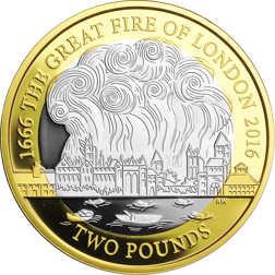 Pre-Owned 2016 UK Great Fire of London £2 Proof Silver Coin - Missing Outer Box - VAT Free