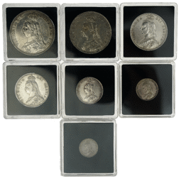 Pre-Owned 1887 Victoria Jubilee Head Silver 7-Coin Currency Set - VAT Free
