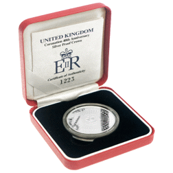 Pre-Owned UK 1993 Coronation 40th Anniversary £5 Proof Silver Coin - VAT Free